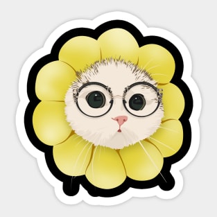 Sun Cat Flower Glasses Sticker